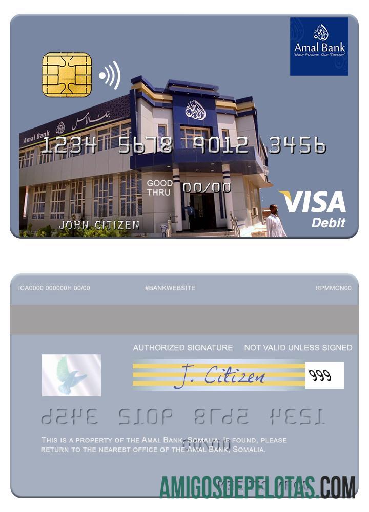 Cartão de débito Visa do Somália Amal Bank exemplo